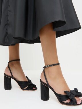 Elegant Black Bow Slingback Heels